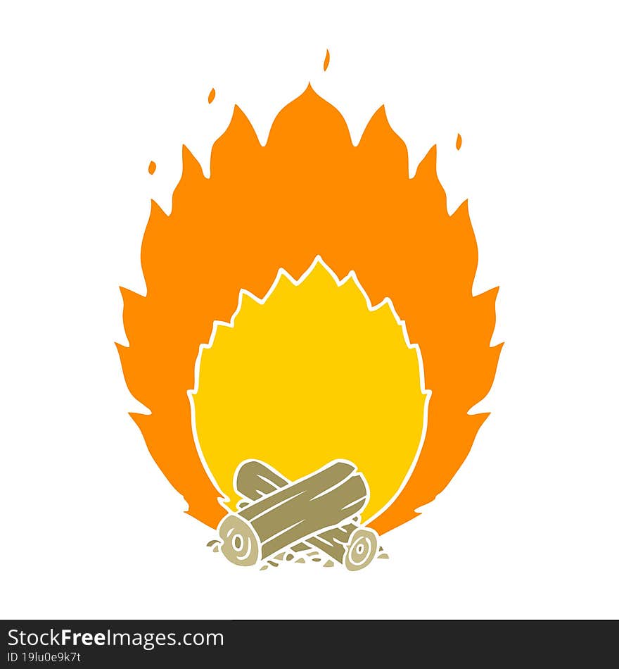 Flat Color Style Cartoon Blazing Camp Fire