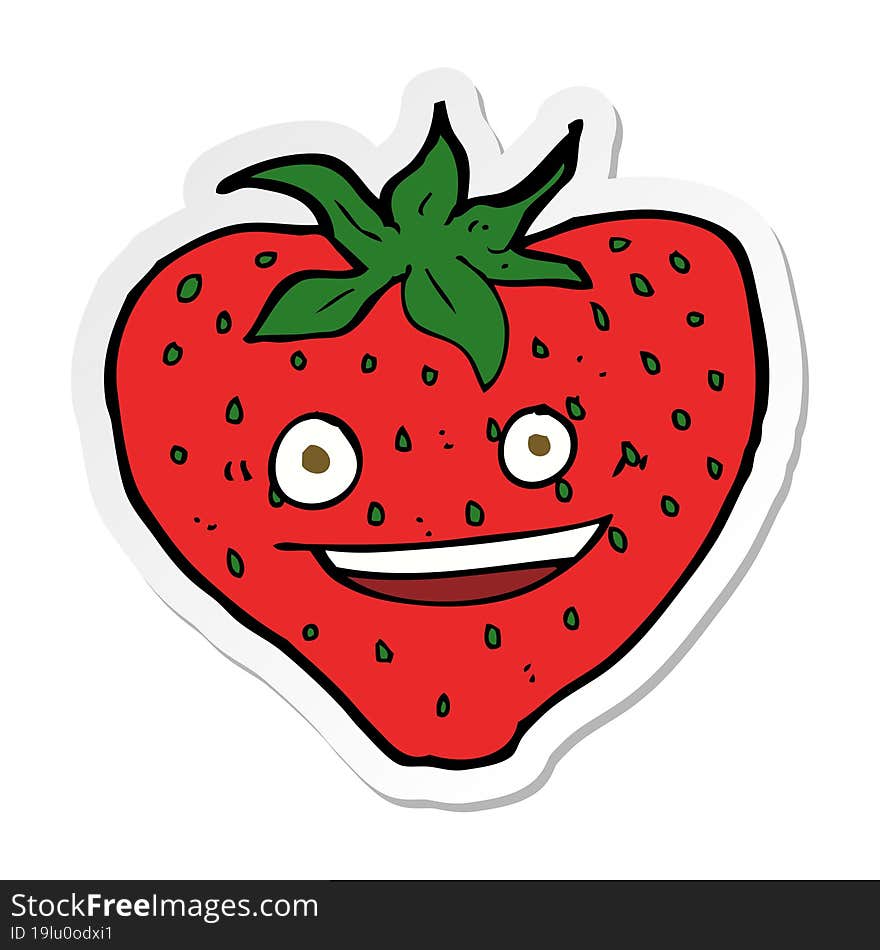 Sticker Of A Cartoon Strawberry