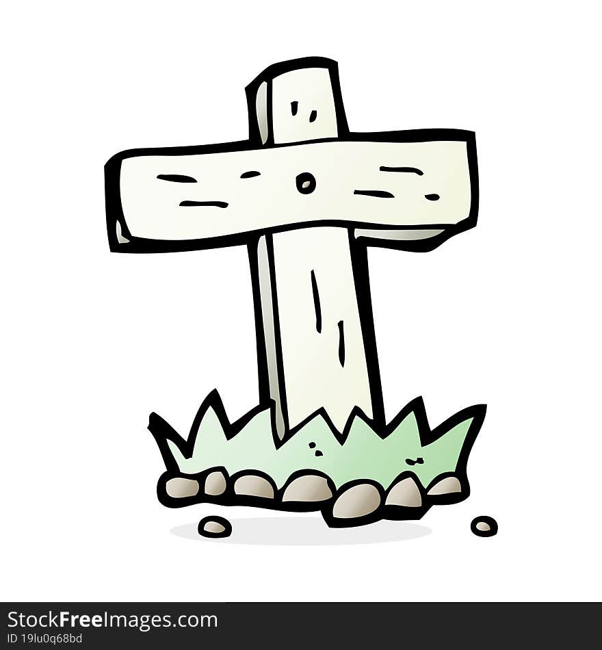 cartoon wooden cross grave