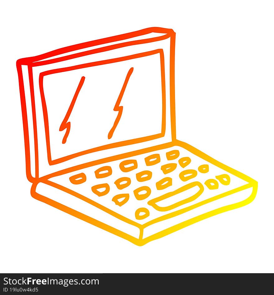 Warm Gradient Line Drawing Cartoon Laptop Computer