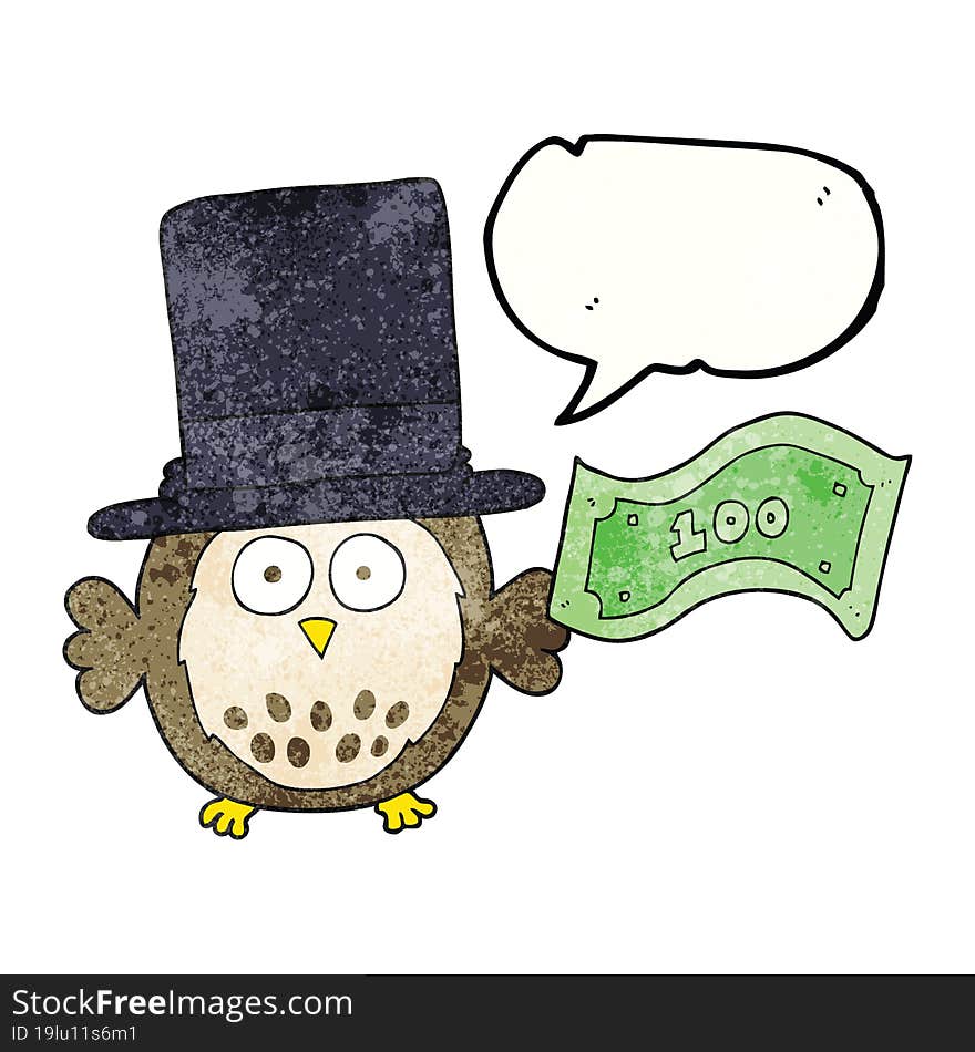 speech bubble textured cartoon rich owl