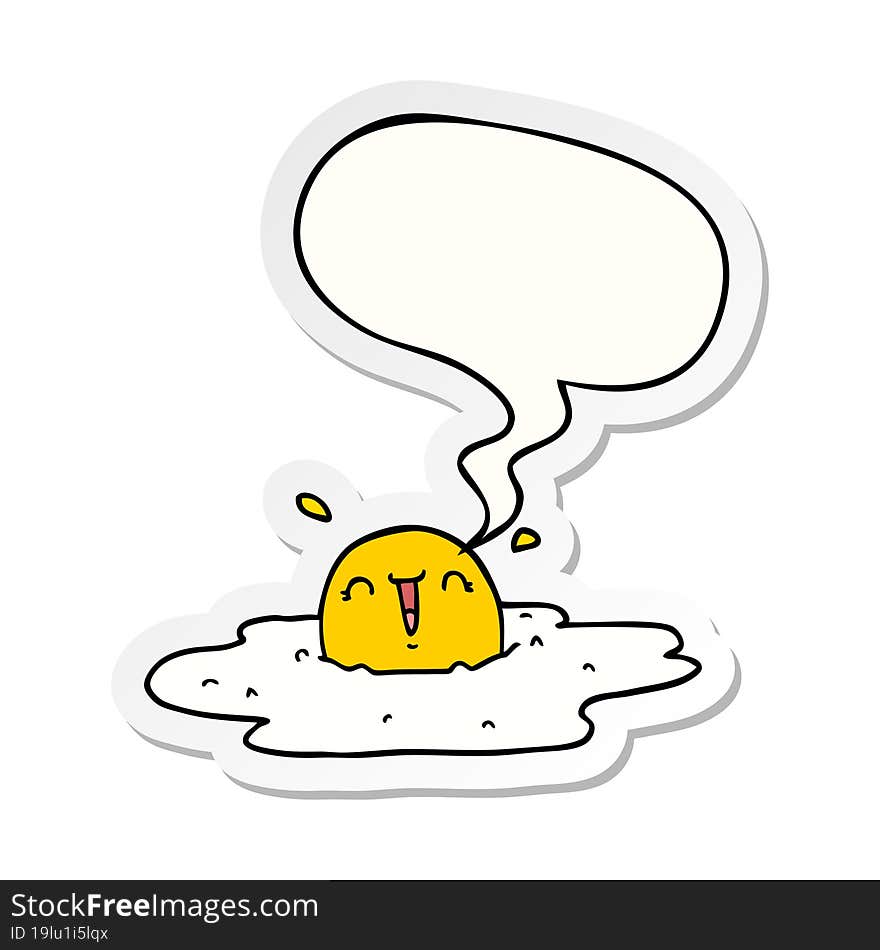 cartoon fried egg and speech bubble sticker