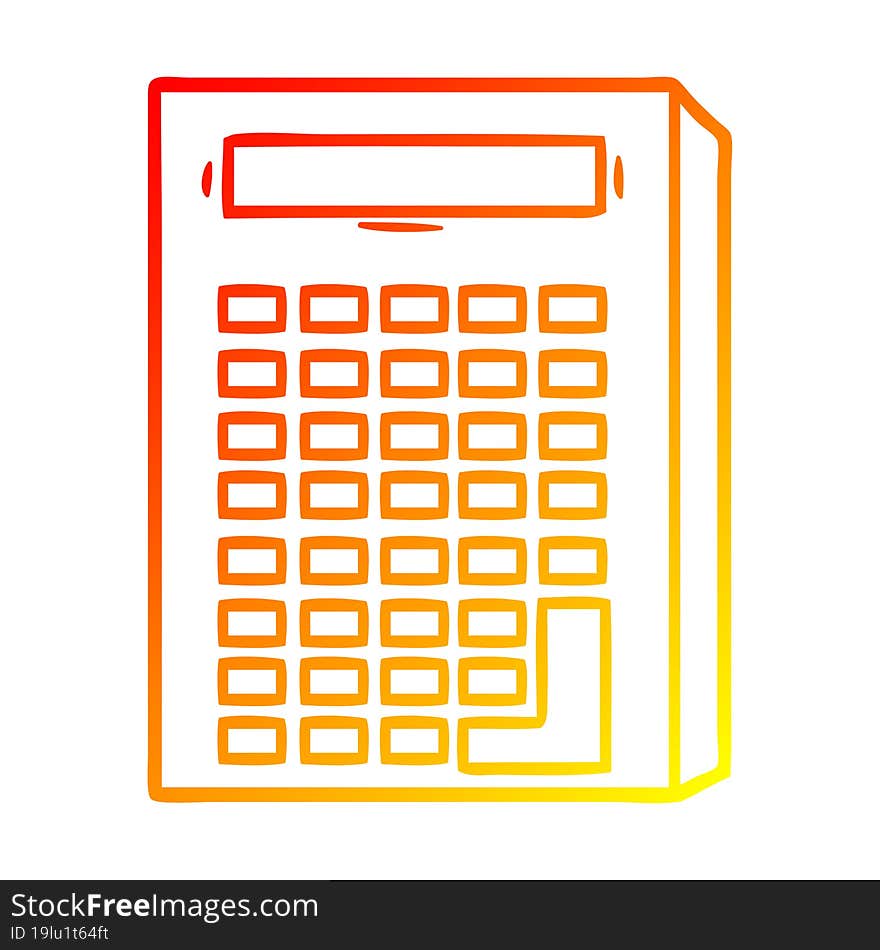 warm gradient line drawing of a cartoon calculator