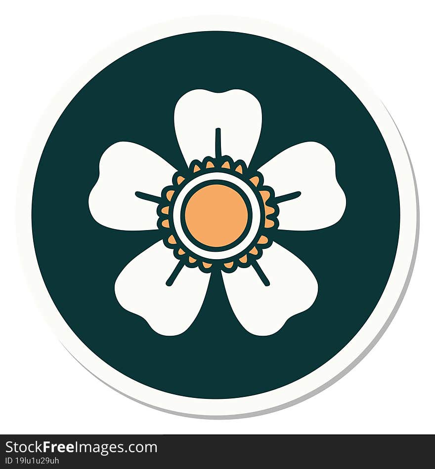 sticker of tattoo in traditional style of a flower. sticker of tattoo in traditional style of a flower