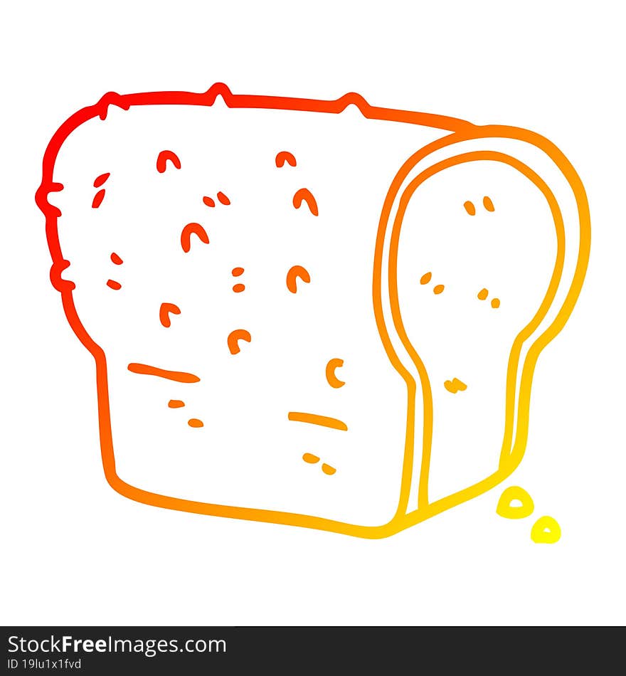 warm gradient line drawing of a cartoon loaf of bread