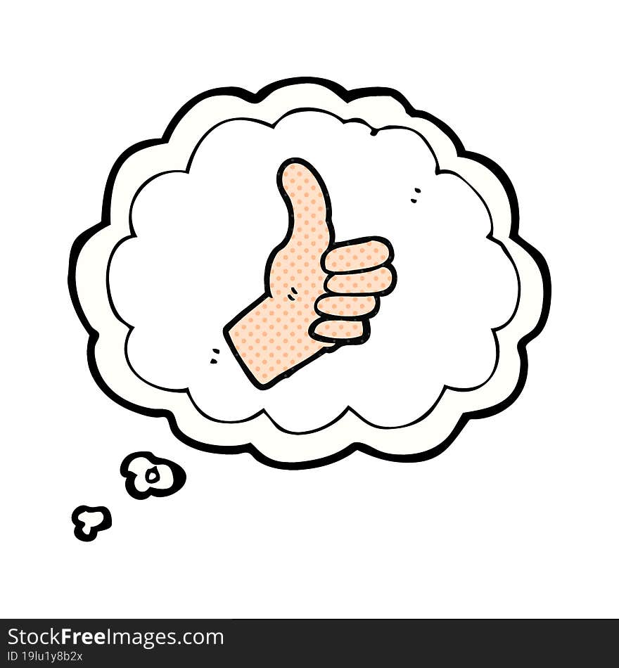 freehand drawn thought bubble cartoon thumbs up sign