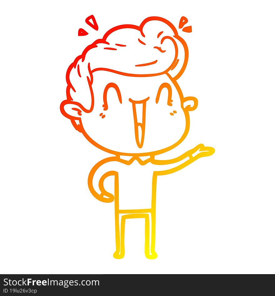 warm gradient line drawing cartoon excited man