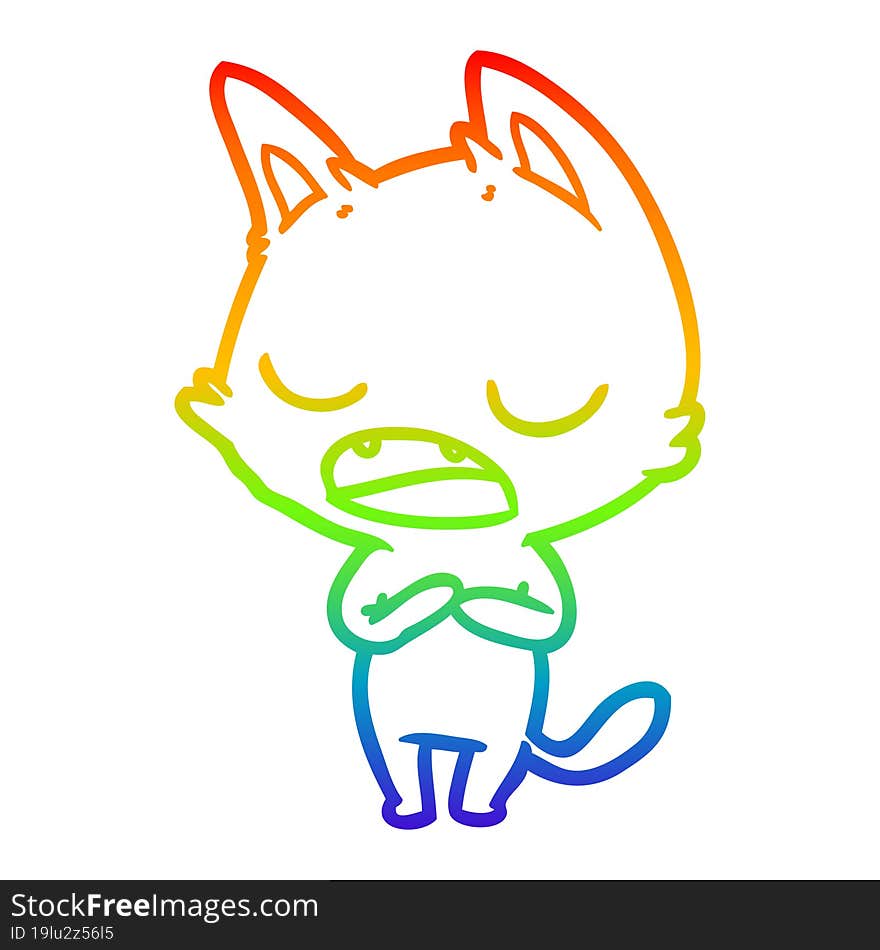 rainbow gradient line drawing talking cat cartoon