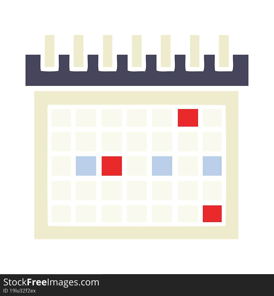 flat color retro cartoon work calendar