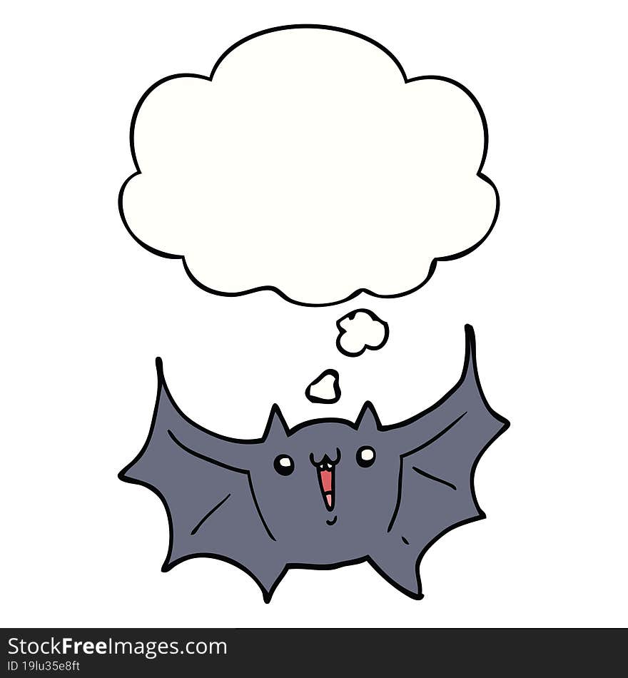 Cartoon Happy Vampire Bat And Thought Bubble