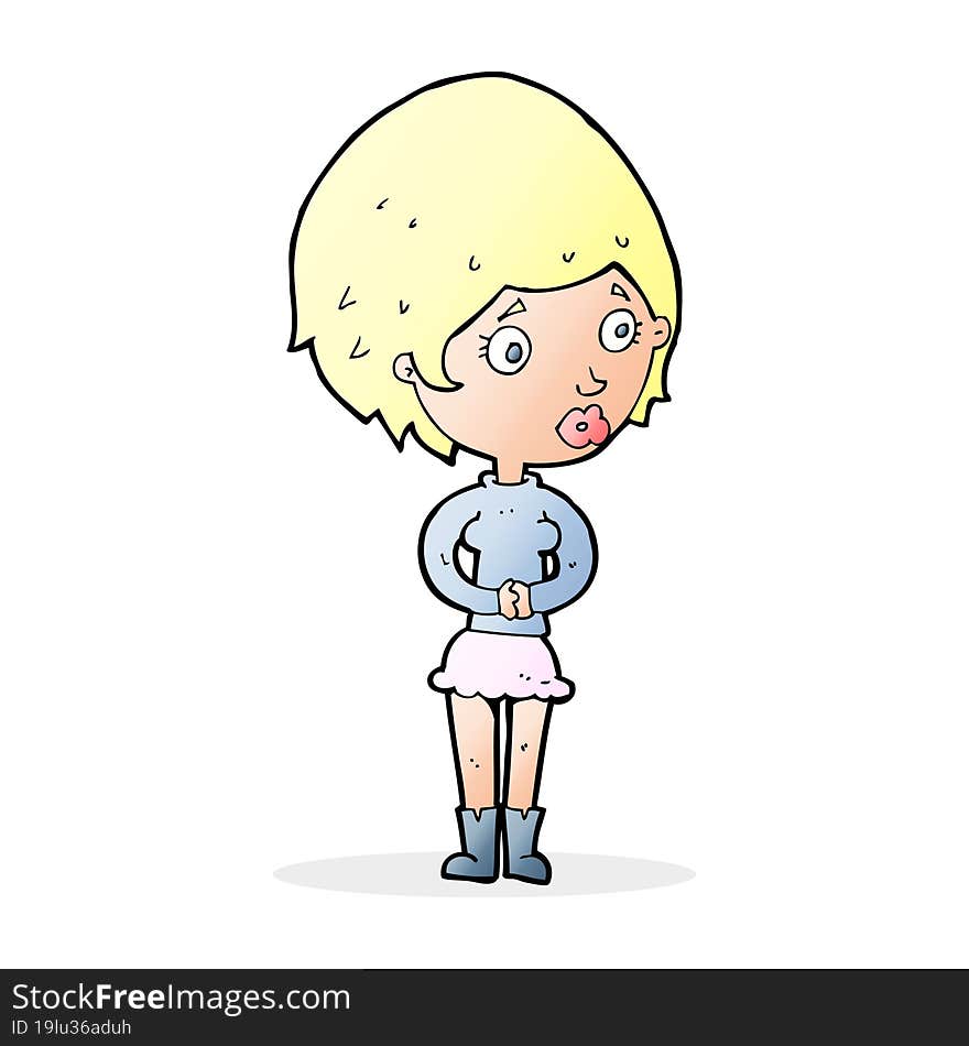 cartoon concerned woman