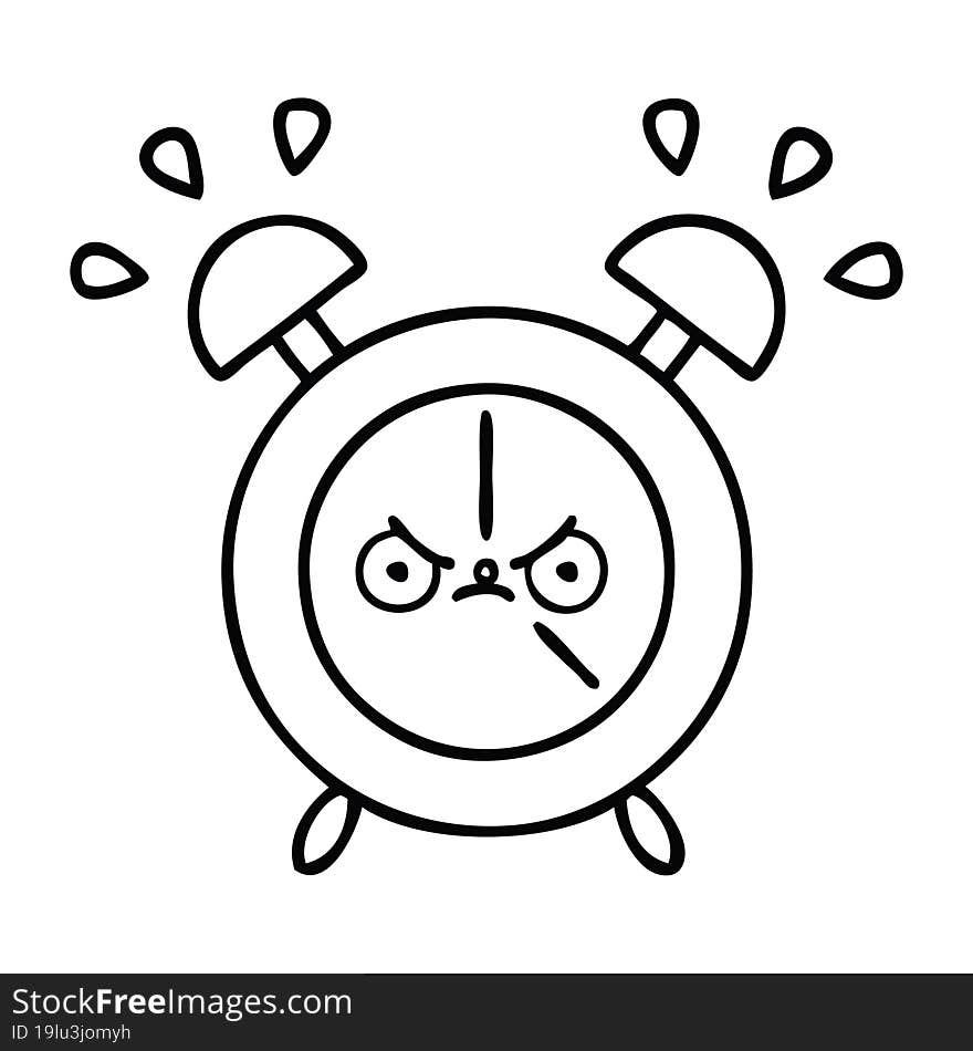 line drawing cartoon alarm clock