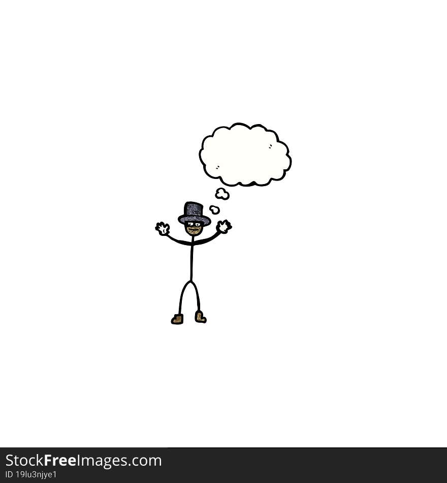 cartoon stick man with thought bubble