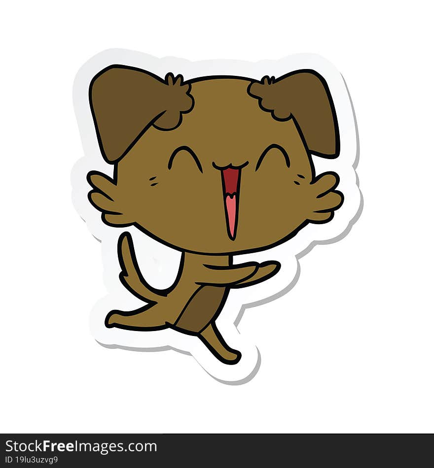 sticker of a happy little dog cartoon