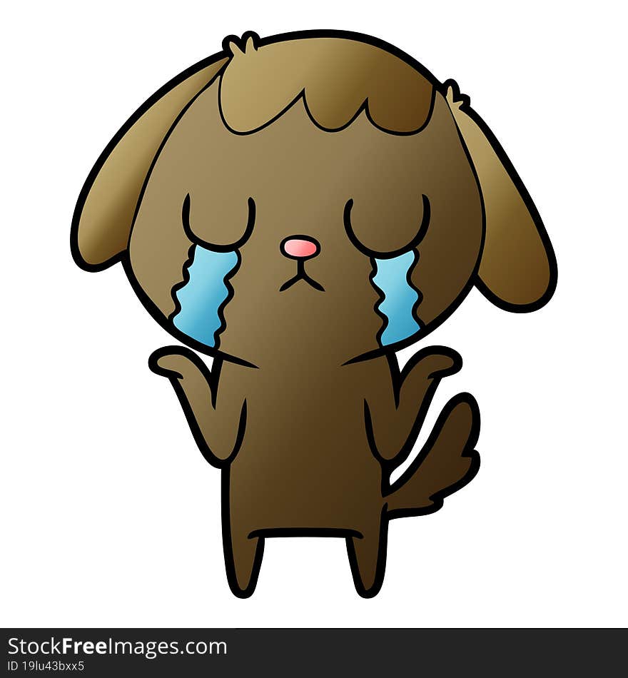 cute cartoon dog crying. cute cartoon dog crying