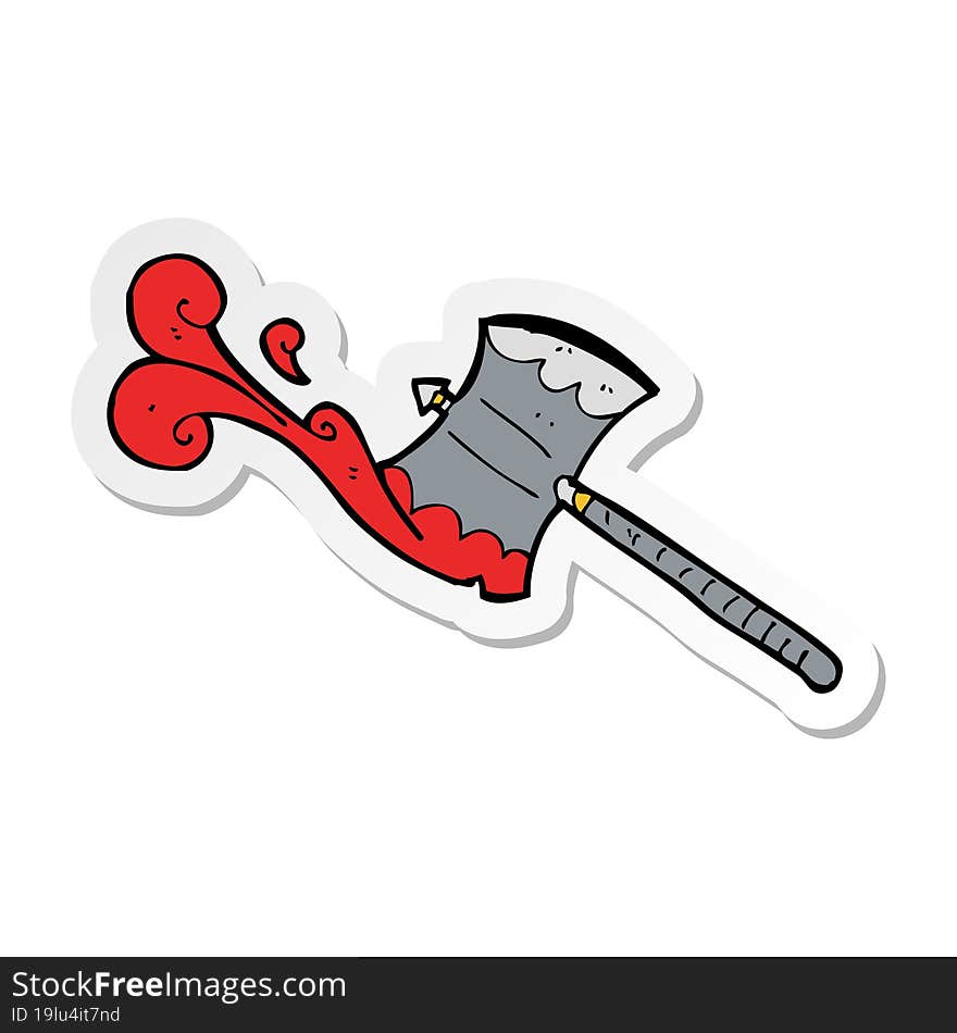 Sticker Of A Cartoon Double Sided Axe