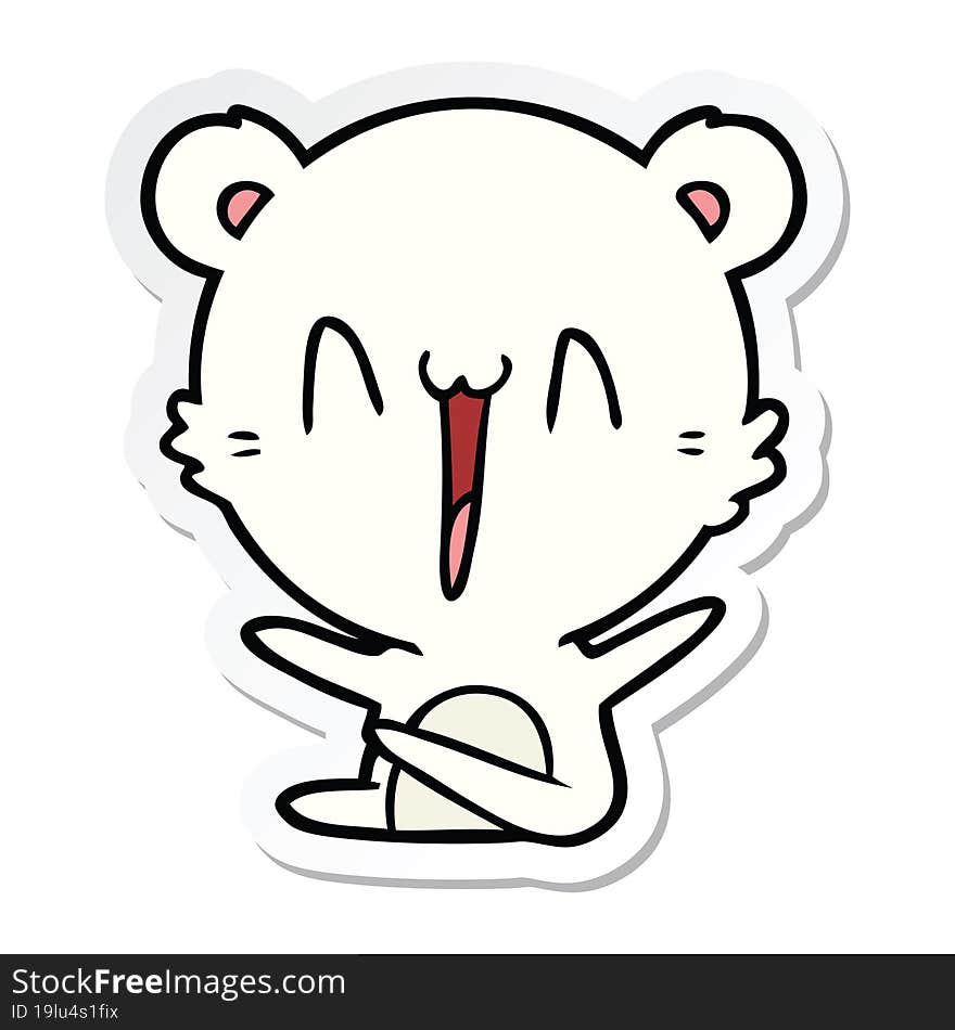 sticker of a laughing polar bear cartoon