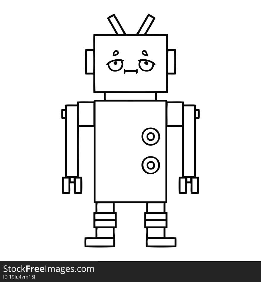 Line Drawing Cartoon Robot