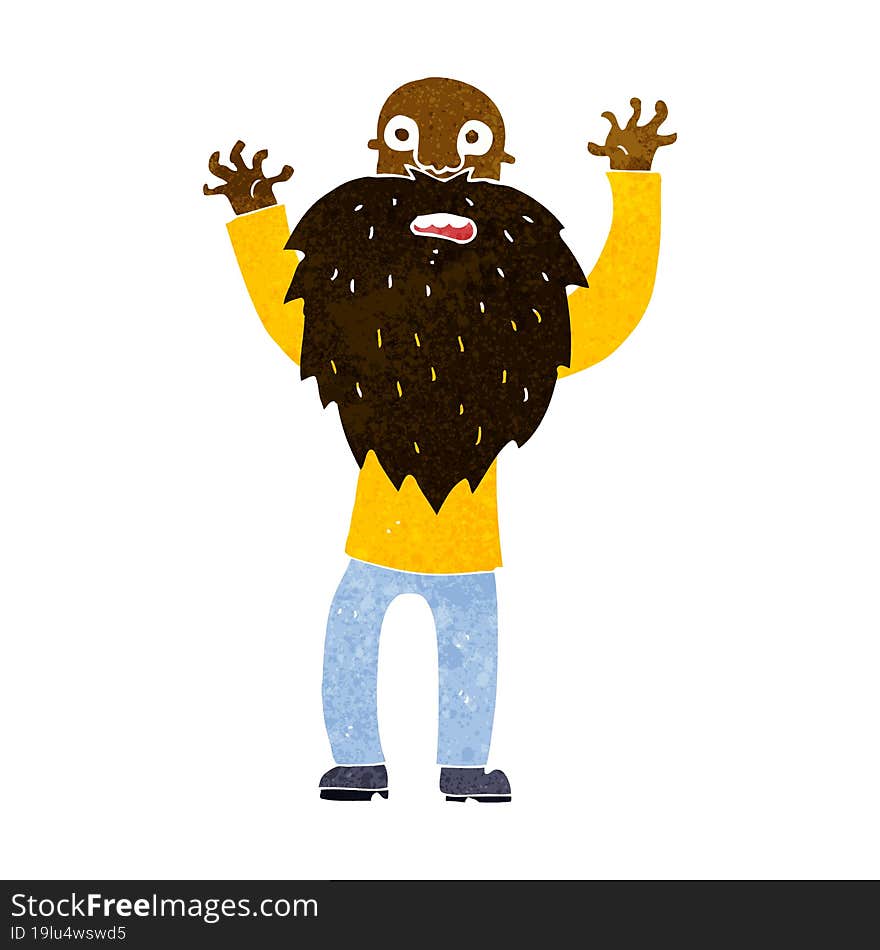 cartoon frightened old man with beard