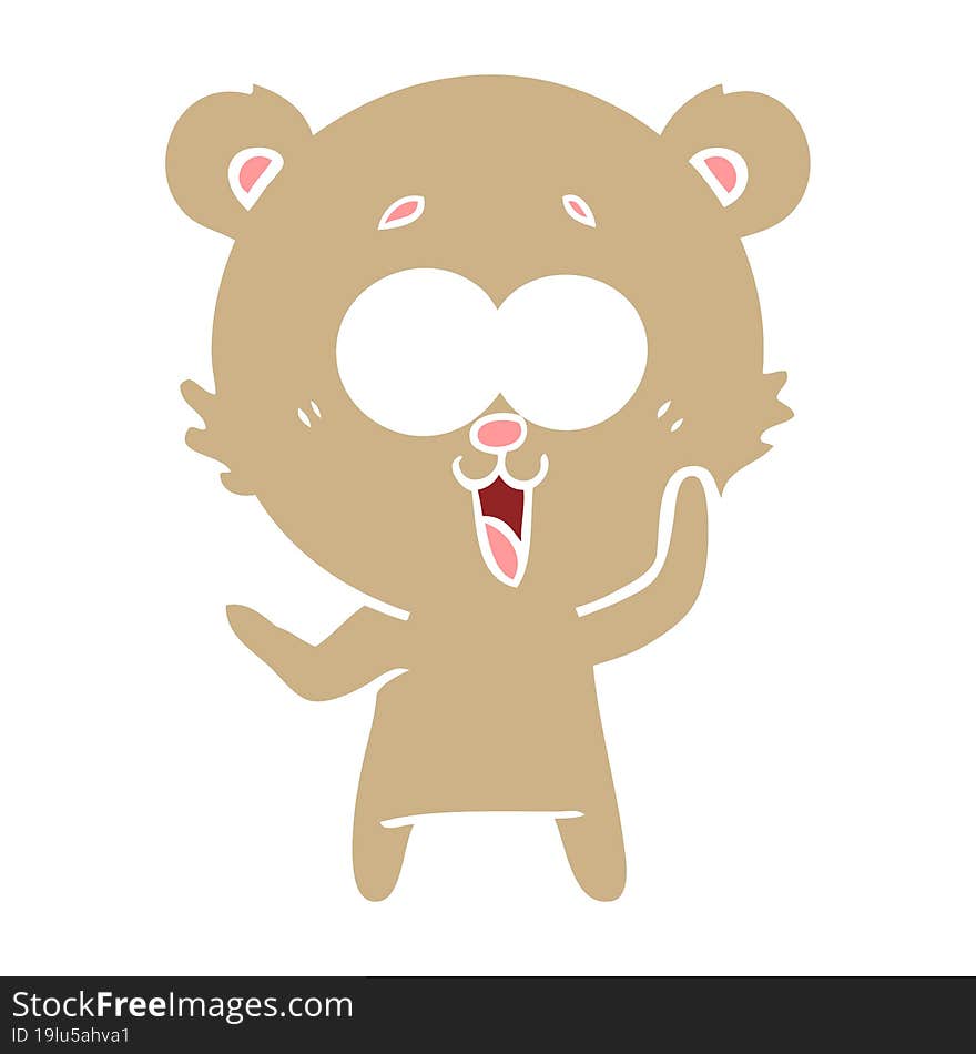 laughing teddy  bear flat color style cartoon