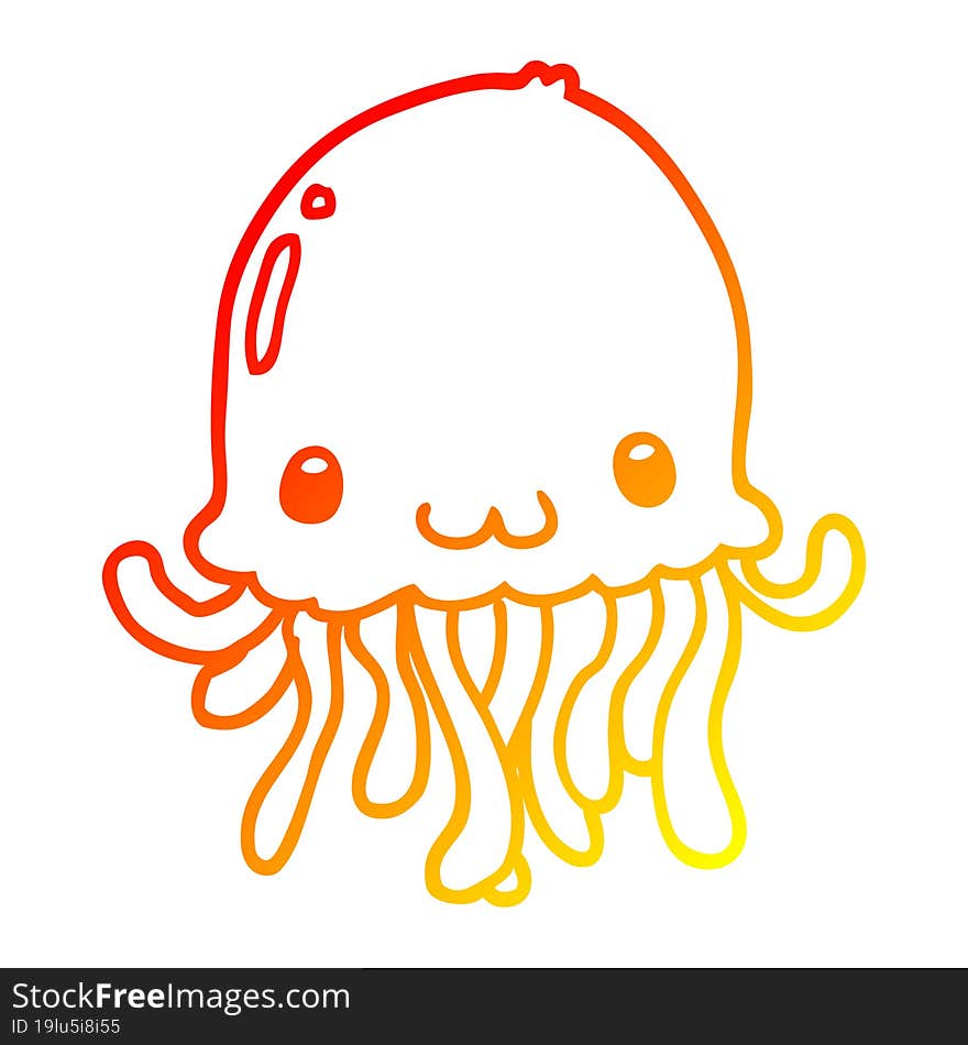 warm gradient line drawing cartoon jellyfish