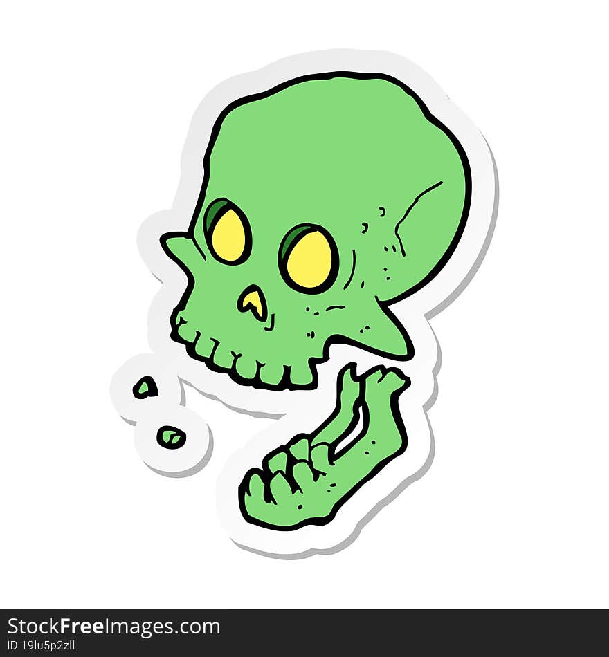 Sticker Of A Cartoon Laughing Skull