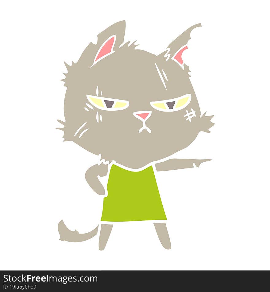 Tough Flat Color Style Cartoon Cat Girl Pointing