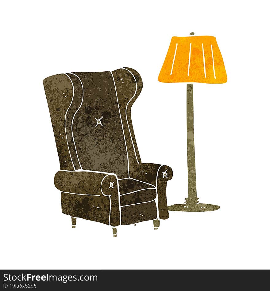 retro cartoon lamp and old chair