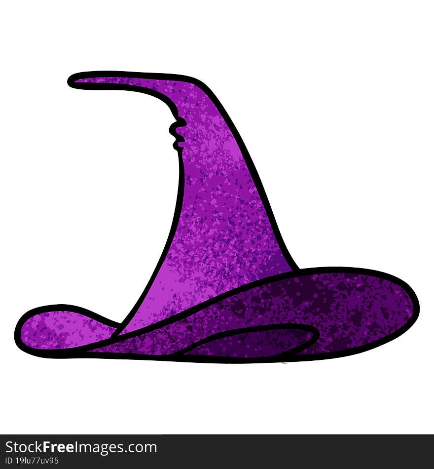 textured cartoon doodle of a witches hat