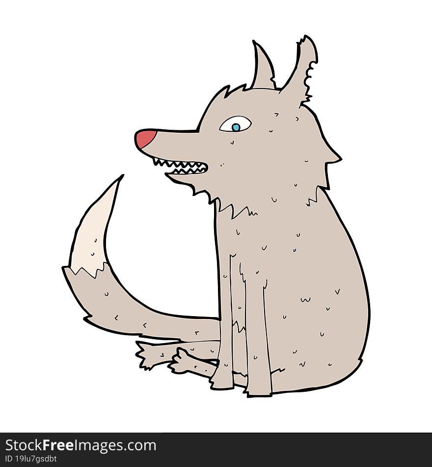 cartoon wolf sitting