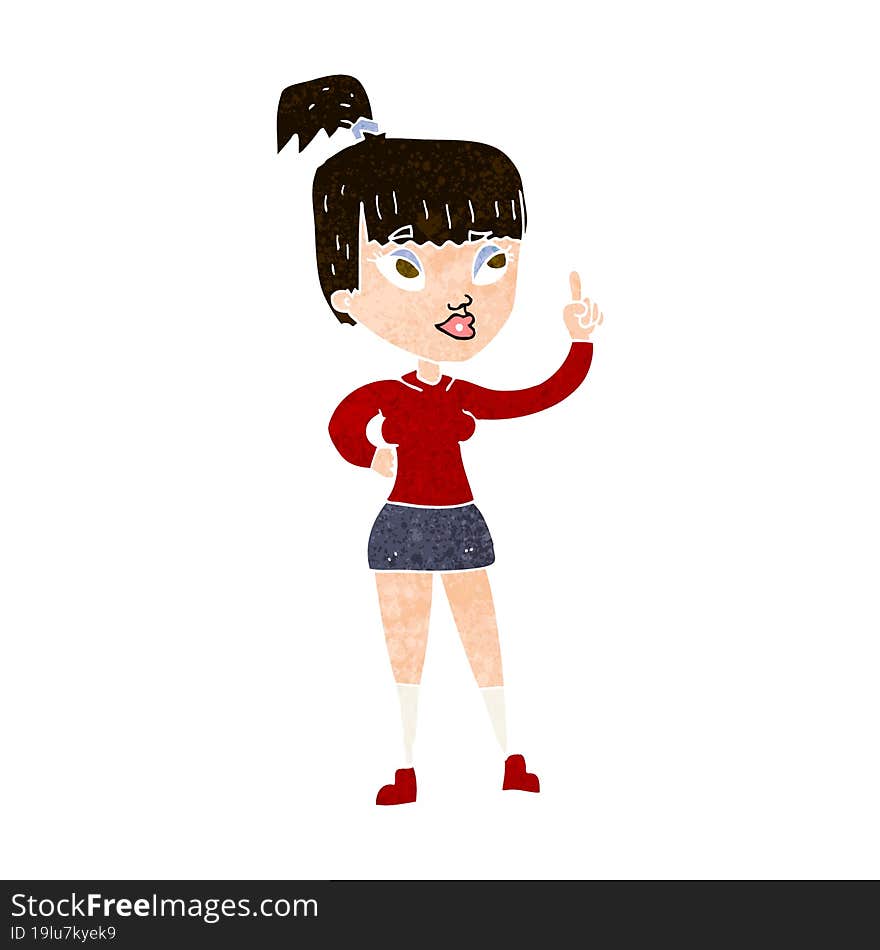 cartoon attractive girl with idea