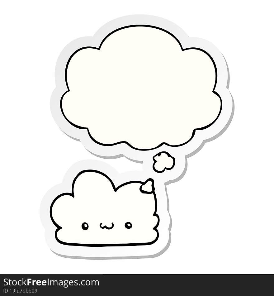 cute cartoon cloud and thought bubble as a printed sticker