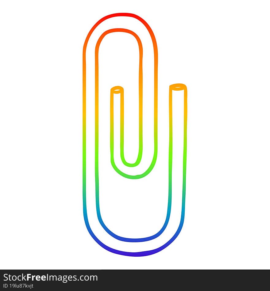 rainbow gradient line drawing cartoon paperclip