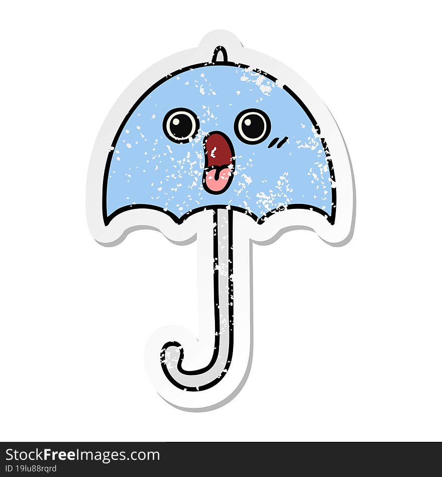 Distressed Sticker Of A Cute Cartoon Umbrella