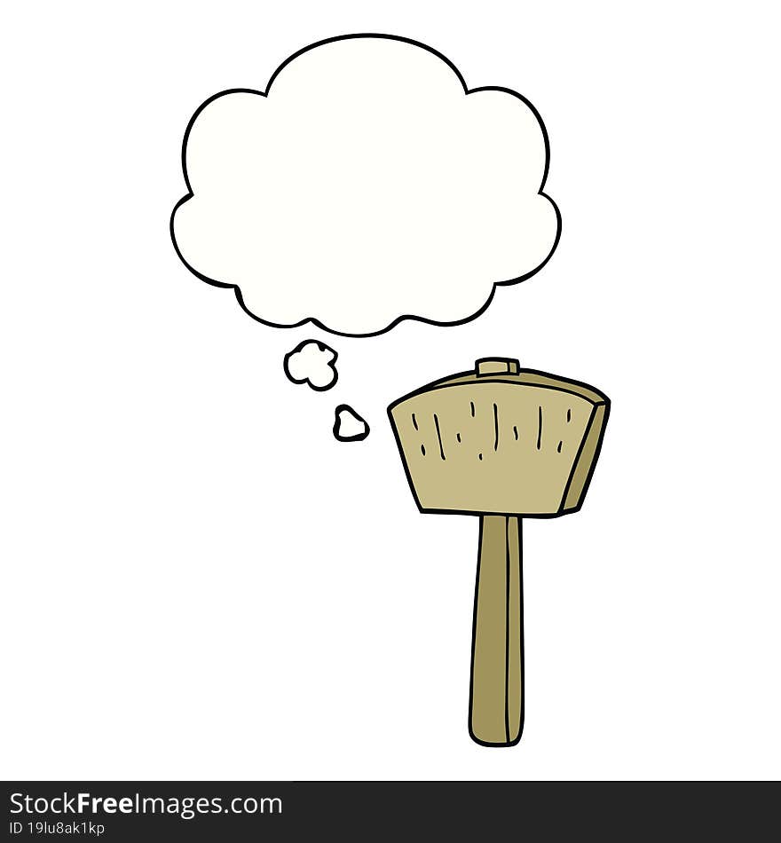 Cartoon Mallet And Thought Bubble