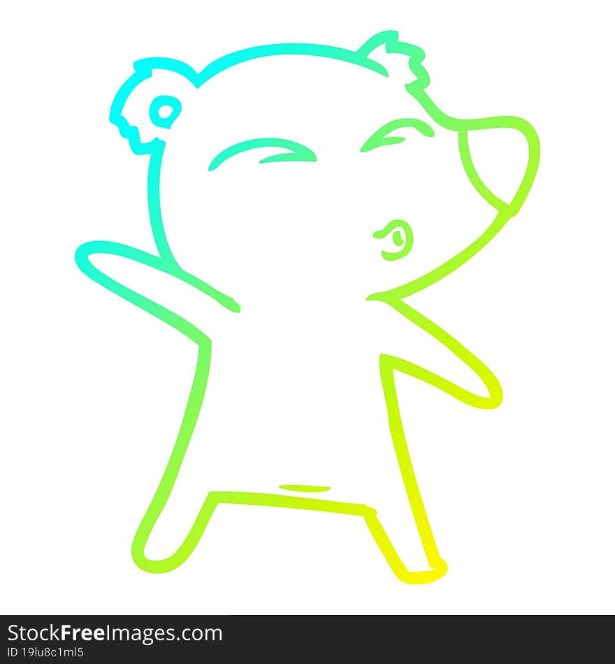 Cold Gradient Line Drawing Cartoon Whistling Bear