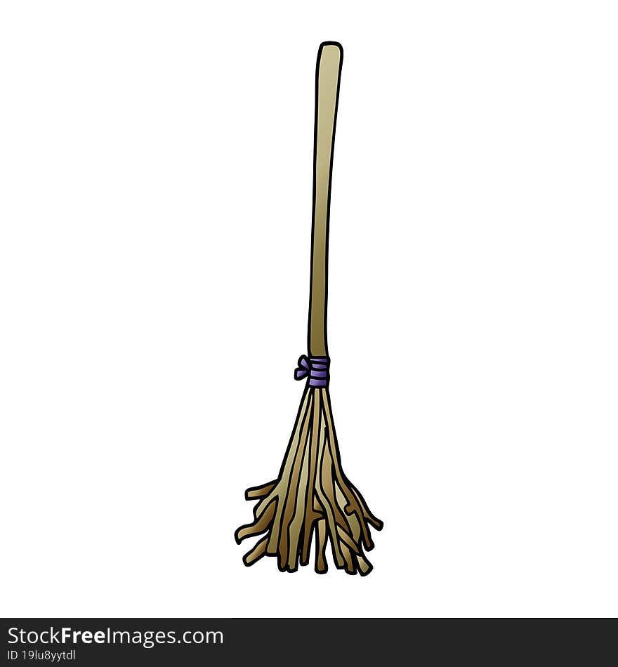 cartoon doodle magic broom