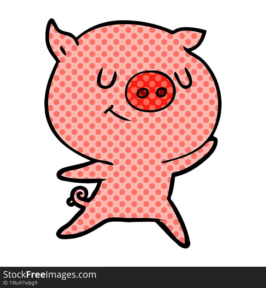 happy cartoon pig. happy cartoon pig