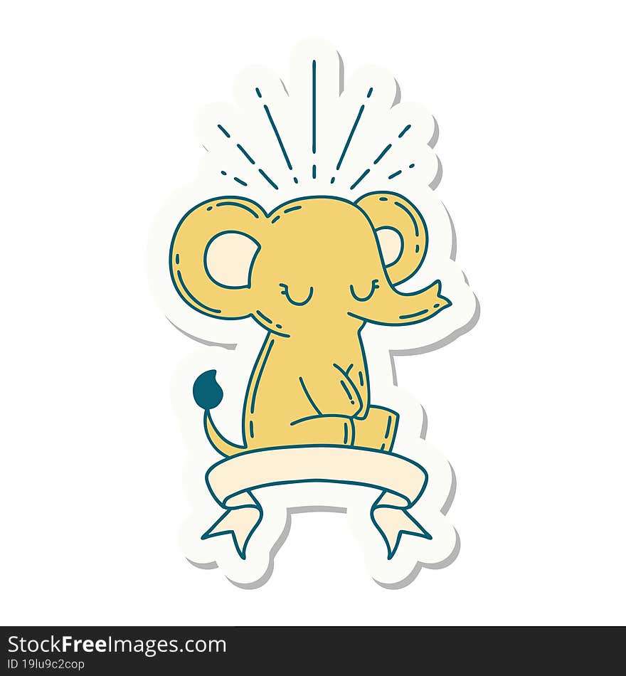 sticker of tattoo style cute elephant