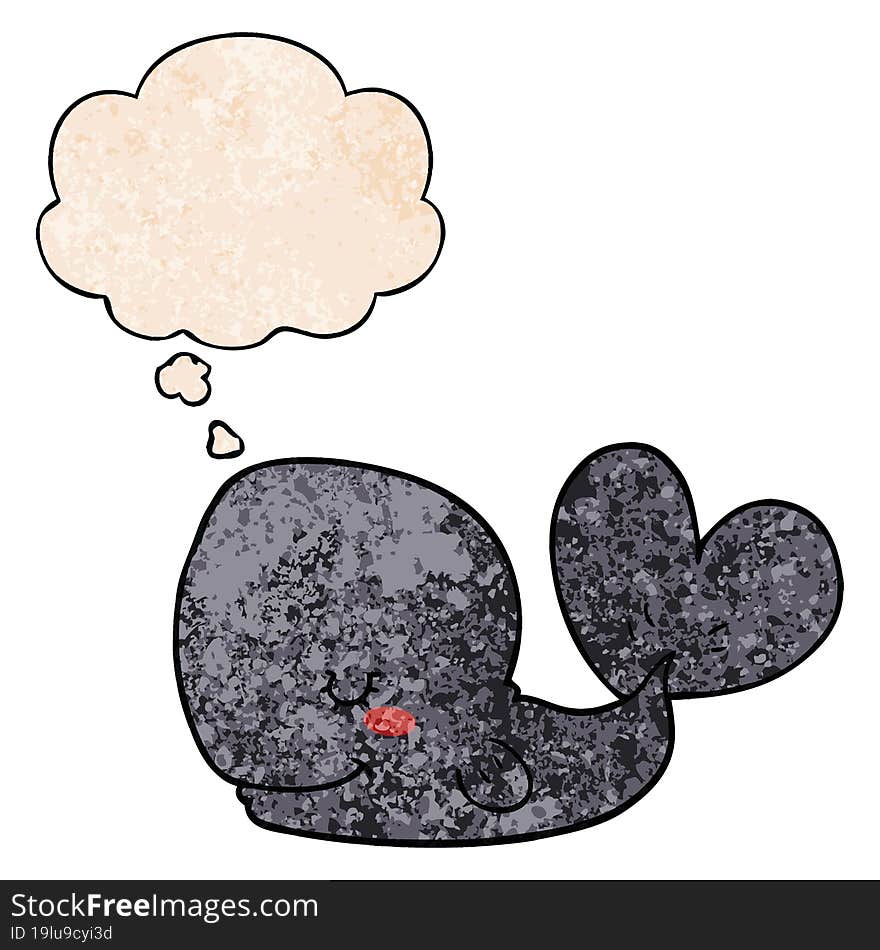 cartoon whale and thought bubble in grunge texture pattern style