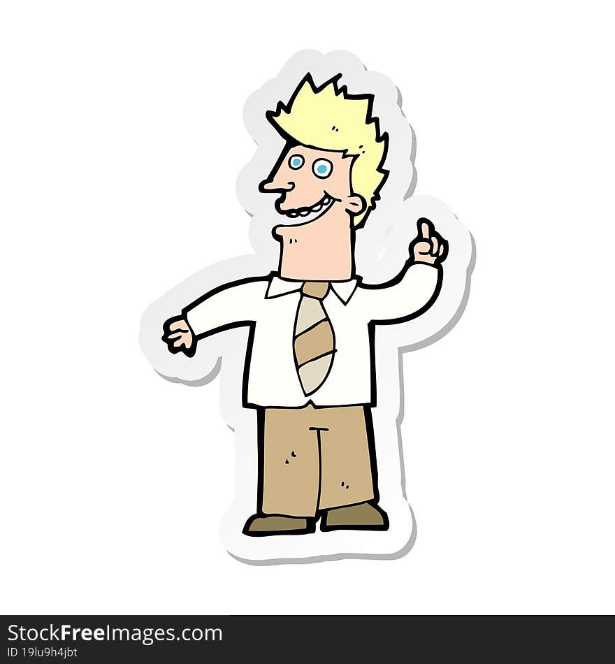 sticker of a cartoon man with good idea