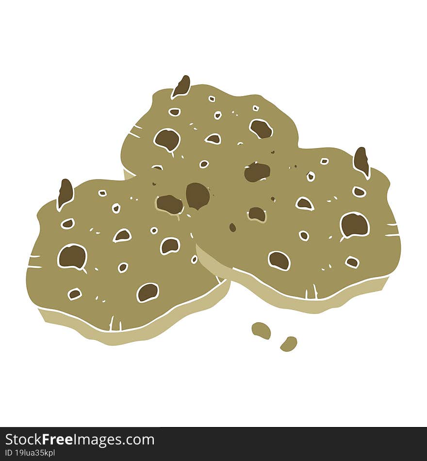 Flat Color Illustration Of A Cartoon Chocolate Chip Cookies