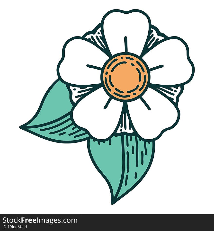 iconic tattoo style image of a flower. iconic tattoo style image of a flower