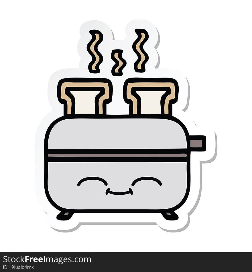 Sticker Of A Cute Cartoon Of A Toaster