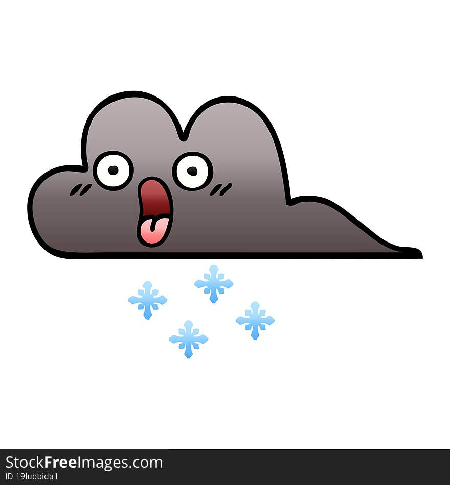 Gradient Shaded Cartoon Storm Snow Cloud