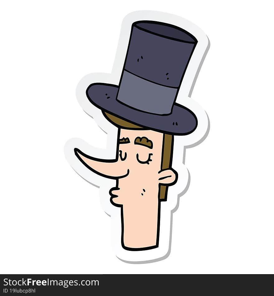 sticker of a cartoon man wearing top hat