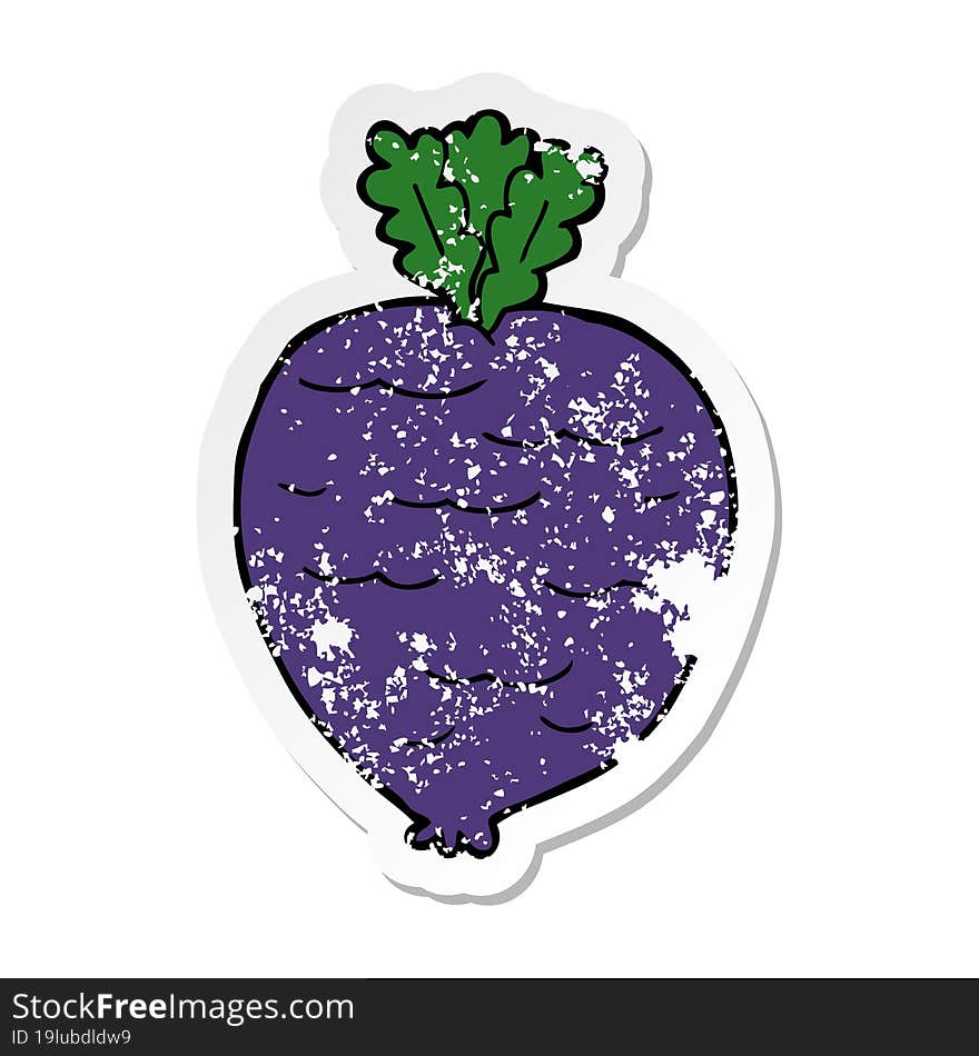 distressed sticker of a cartoon root vegetable