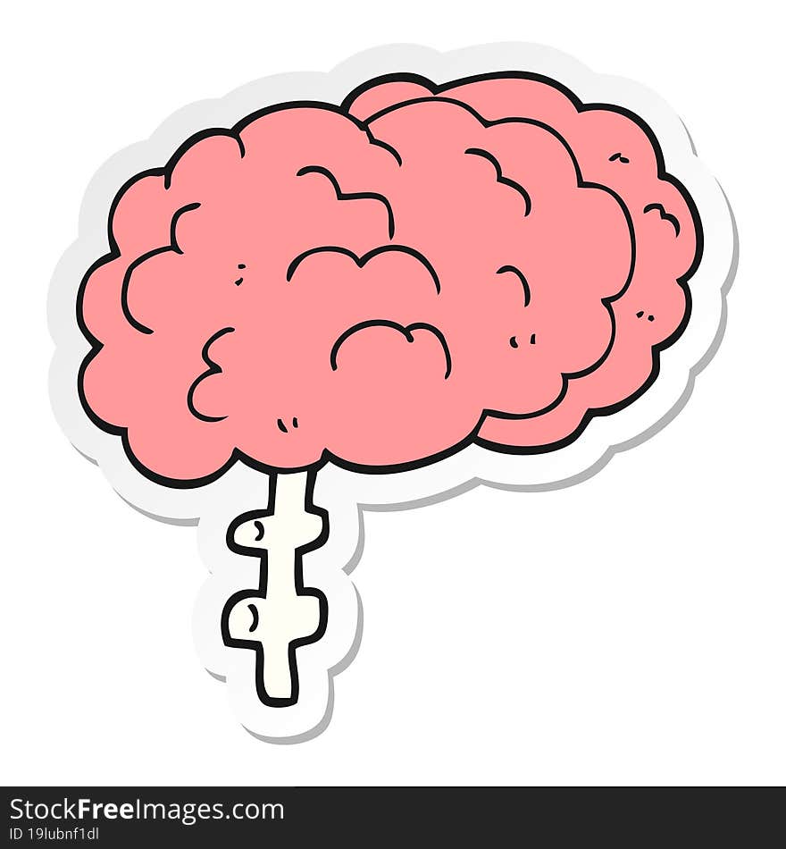 sticker of a cartoon brain