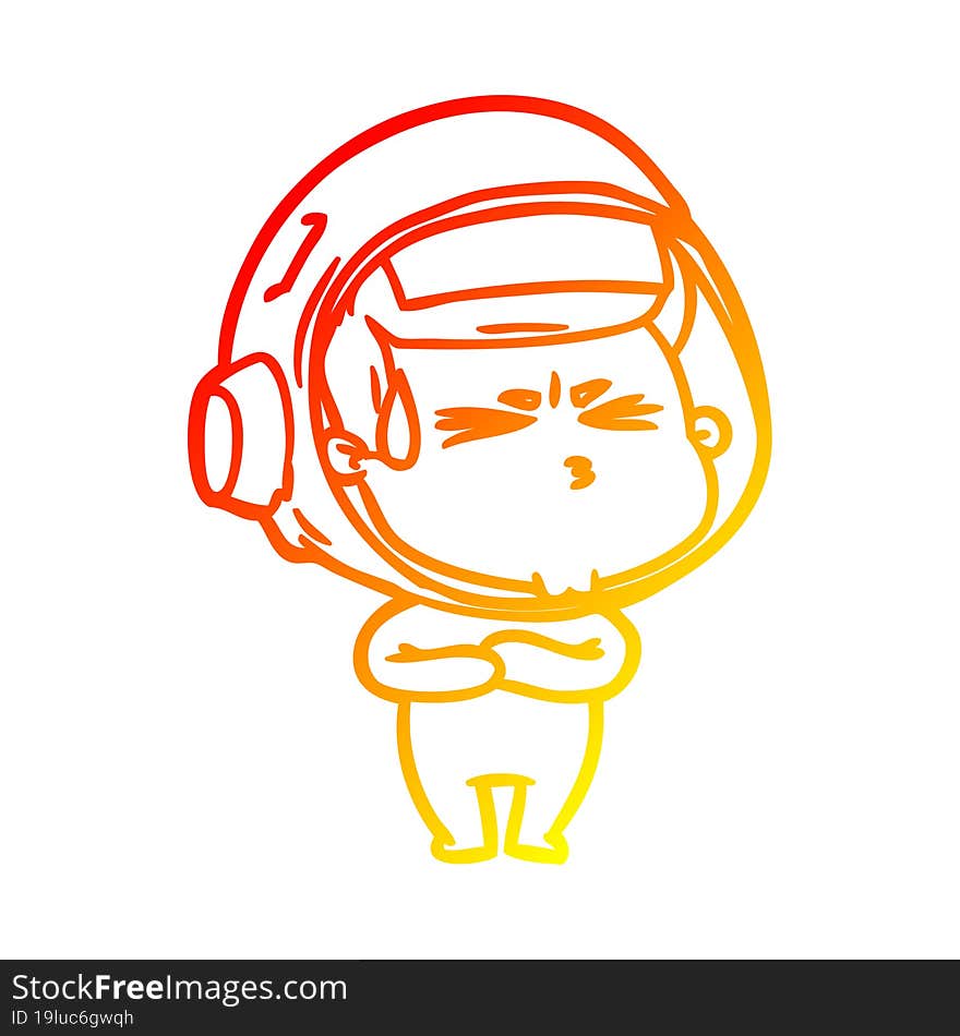 warm gradient line drawing cartoon stressed astronaut