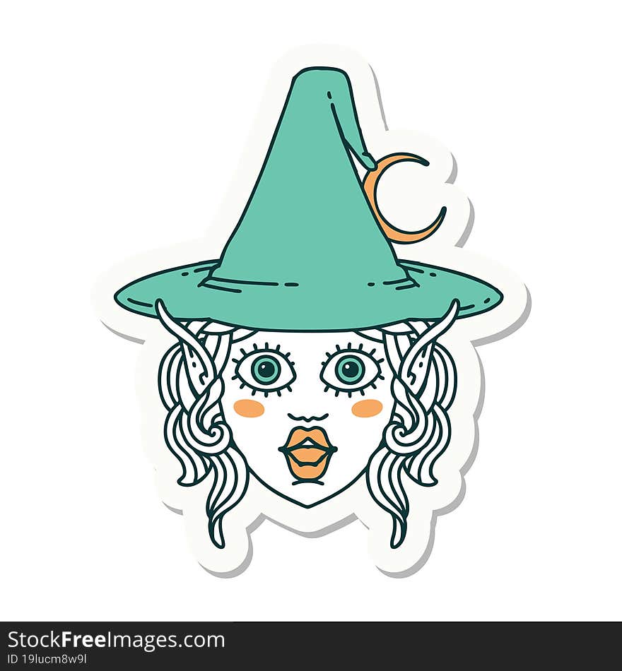 sticker of a elf mage character face. sticker of a elf mage character face